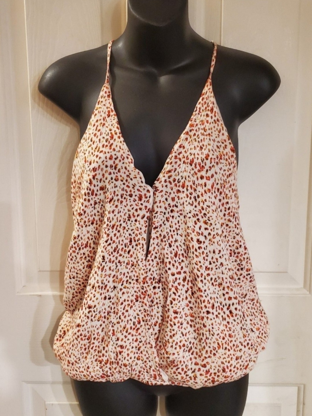 DAVI & DANI Cream Leopard Print Spaghetti Strap Cami